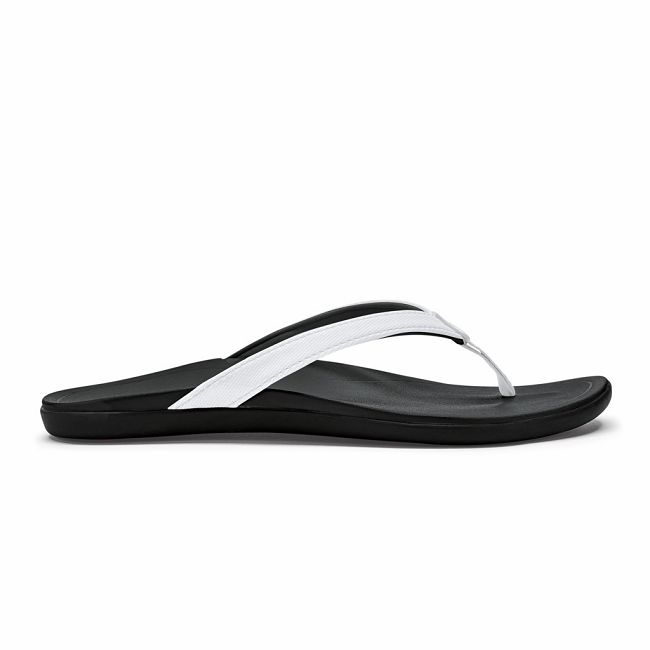 Olukai Women's Hoopio Flip Flop - White / Onyx US816-740